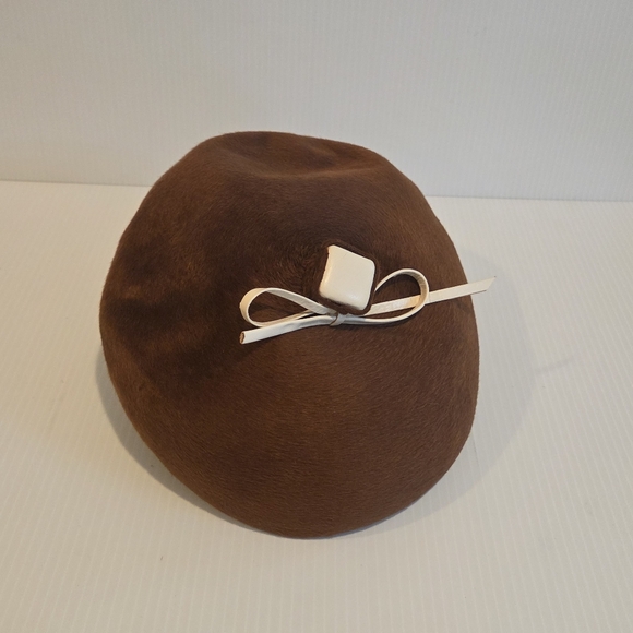 Vintage Ladies Hat Leslie James Felt Hat Copper Red 1950s 1970s Fedora Beret - Picture 5 of 14